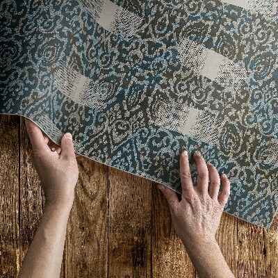 Vinyl vloerkleed vintage stijl ornament en strepen