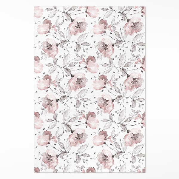 Tapijt vinyl Prachtige aquarel geschilderde bloemen en planten