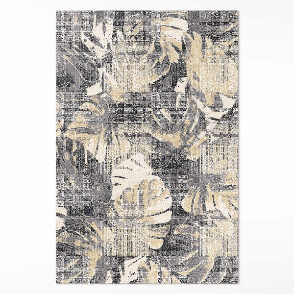 Vinyl vloerkleed Monstera-bladmotief met versleten textuur