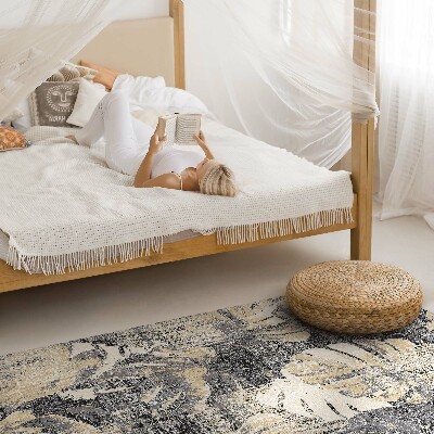 Vinyl vloerkleed Monstera-bladmotief met versleten textuur