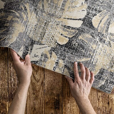 Vinyl vloerkleed Monstera-bladmotief met versleten textuur