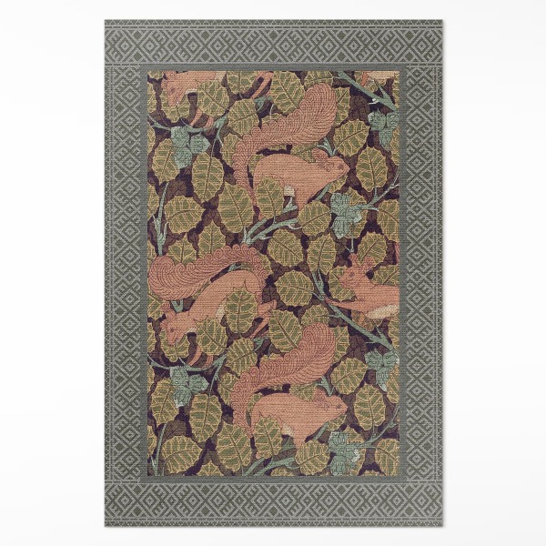 Tapijt vinyl Illustratie van eekhoorns en walnootbladeren