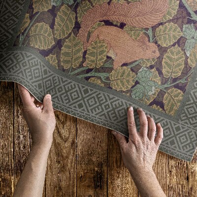 Tapijt vinyl Illustratie van eekhoorns en walnootbladeren