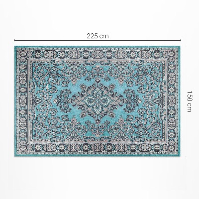 Vinyl vloerkleed Blauw decoratief patroon met een plantenmotief