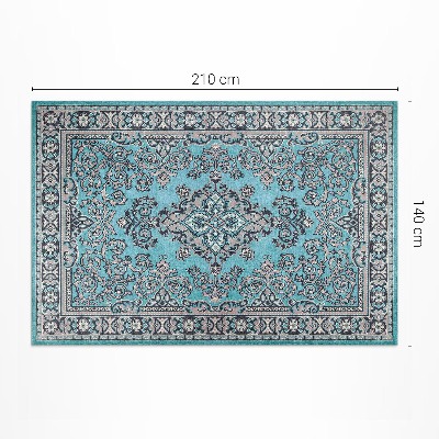 Vinyl vloerkleed Blauw decoratief patroon met een plantenmotief