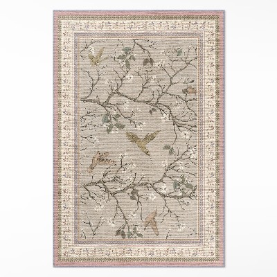 Vinyl vloerkleed Delicate bloemenachtergrond met vogels