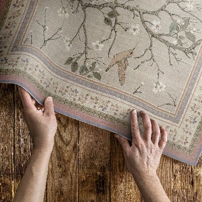 Vinyl vloerkleed Delicate bloemenachtergrond met vogels