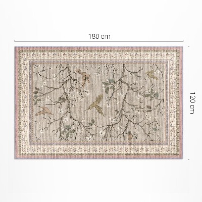 Vinyl vloerkleed Delicate bloemenachtergrond met vogels