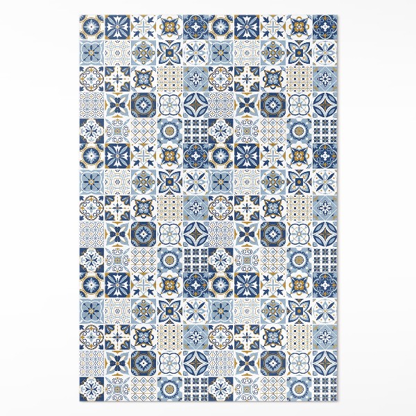 Vinyl vloerkleed Griekse mozaïek blauwe decoratieve tegels