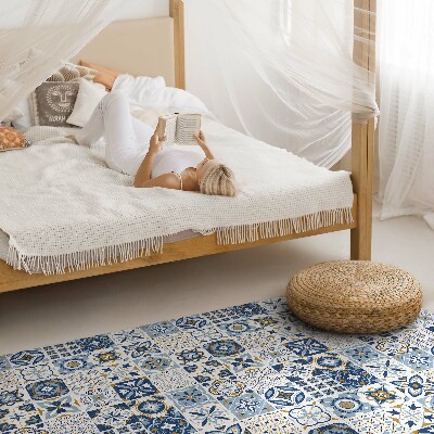 Vinyl vloerkleed Griekse mozaïek blauwe decoratieve tegels