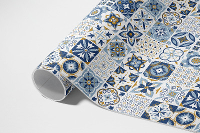 Vinyl vloerkleed Griekse mozaïek blauwe decoratieve tegels