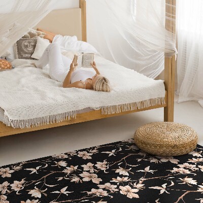 Tapijt vinyl Felgekleurde bloemen op takken, vintage patroon