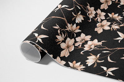 Tapijt vinyl Felgekleurde bloemen op takken, vintage patroon