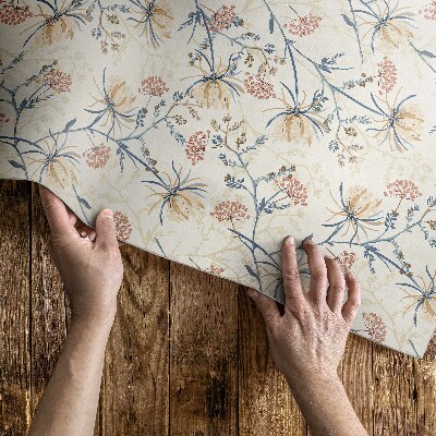 Tapijt vinyl Bloemenweide delicaat boho-patroon