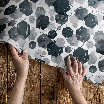 Tapijt vinyl Aquarel en lineaire zeshoeken