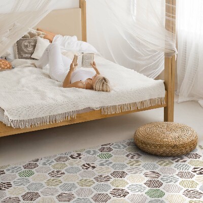 Vinyl vloerkleed Gepatroneerde zeshoeken in pastel boho-kleuren