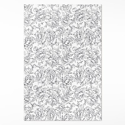 Tapijt vinyl Vintage schets van pioenroosbloem en blad