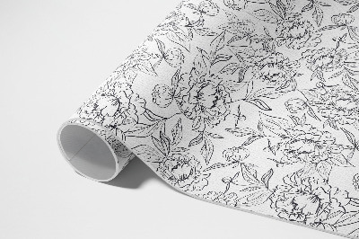 Tapijt vinyl Vintage schets van pioenroosbloem en blad