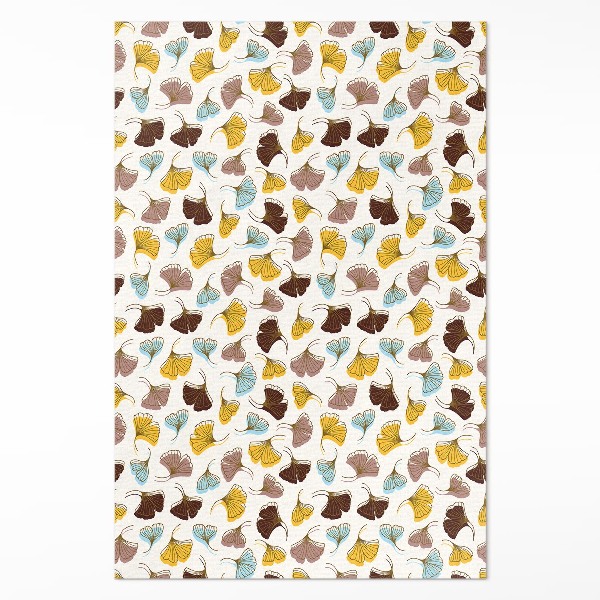 Vinyl vloerkleed Pastelkleurige Ginkgo-bladeren Boho-illustratie