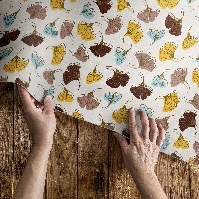 Vinyl vloerkleed Pastelkleurige Ginkgo-bladeren Boho-illustratie