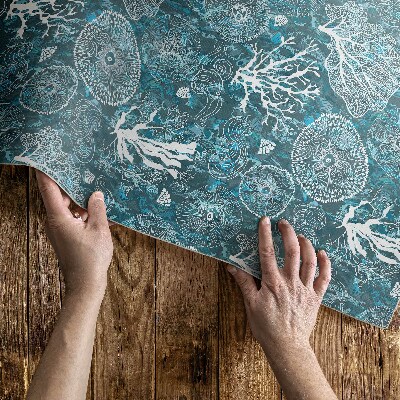 Vinyl vloerkleed Een patroon geïnspireerd door de zeeflora en -fauna
