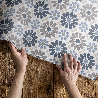 Tapijt vinyl Pastelkleurige bloemen, delicaat, regelmatig patroon