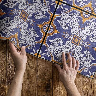 Vinyl vloerkleed Stijlvolle tegels met plantenornamenten