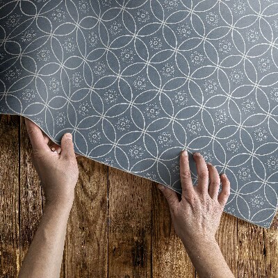 Vinyl tapijt Kettingpatroon met regelmatige cirkels en bloemen