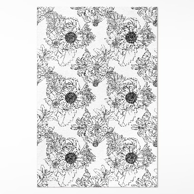 Tapijt vinyl Getekende zonnebloemen, prachtige vintage bloemen