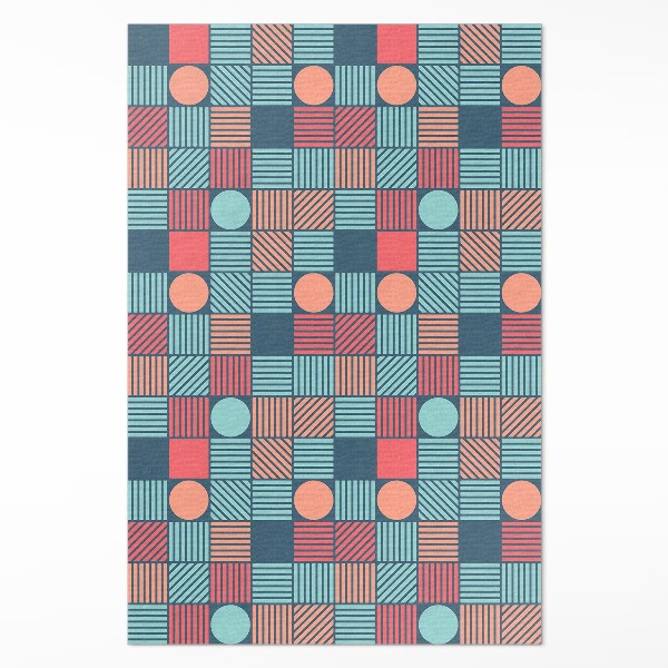 Tapijt vinyl Retro vintage geometrisch patroon