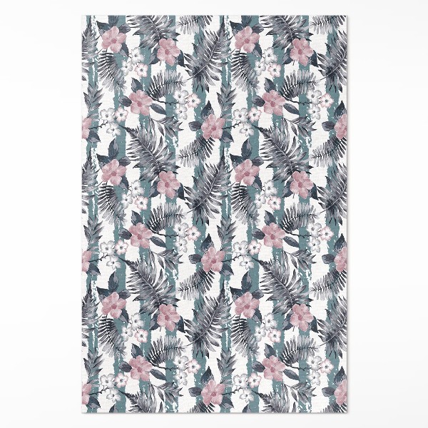 Vinyl tapijt Hawaiiaans bladeren- en bloemenpatroon met tropische print