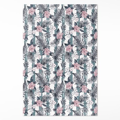 Vinyl tapijt Hawaiiaans bladeren- en bloemenpatroon met tropische print