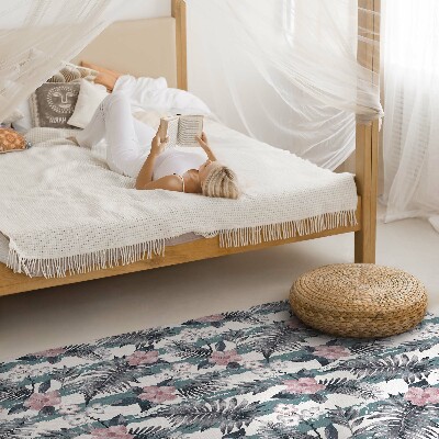 Vinyl tapijt Hawaiiaans bladeren- en bloemenpatroon met tropische print