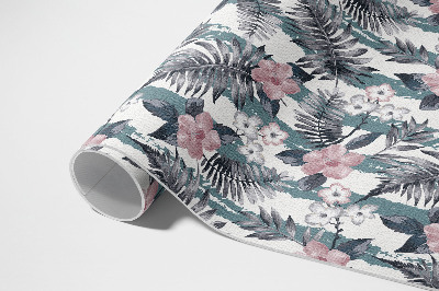 Vinyl tapijt Hawaiiaans bladeren- en bloemenpatroon met tropische print