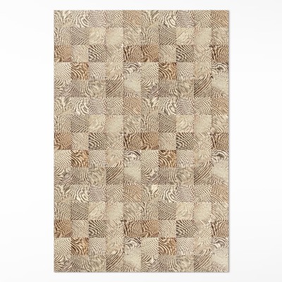 Tapijt vinyl Houten vierkanten boomring mozaïek