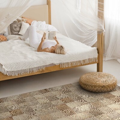 Tapijt vinyl Houten vierkanten boomring mozaïek