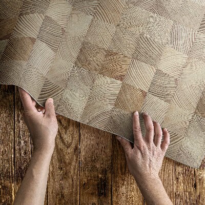 Tapijt vinyl Houten vierkanten boomring mozaïek