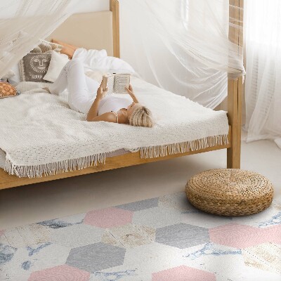 Vinyl tapijt Pastel zeshoeken met marmer