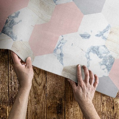 Vinyl tapijt Pastel zeshoeken met marmer
