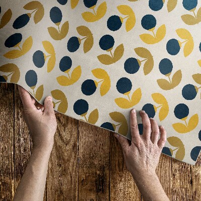 Tapijt vinyl Kleine bloemen en bladeren in een regelmatig patroon