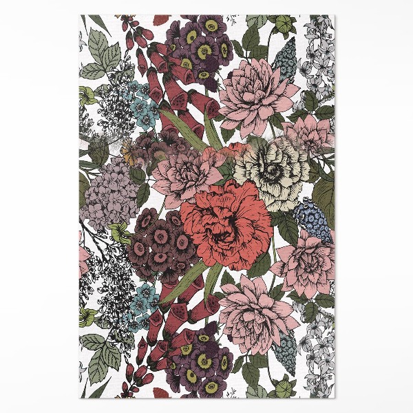 Tapijt vinyl Pastelkleurige bloemen in een vintage weide