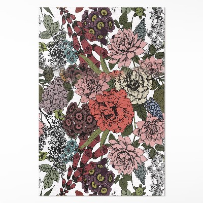 Tapijt vinyl Pastelkleurige bloemen in een vintage weide