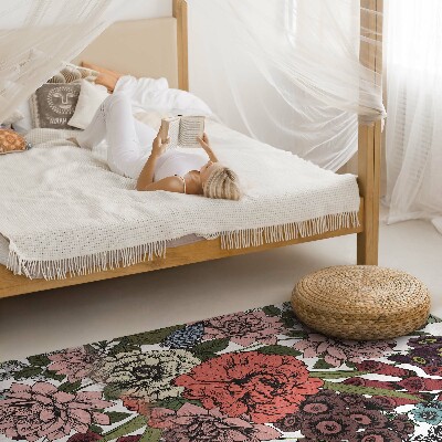 Tapijt vinyl Pastelkleurige bloemen in een vintage weide