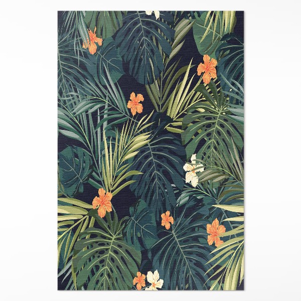 Vinyl vloerkleed Vegetatiebladeren en bloemen vintage