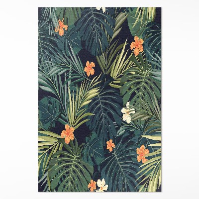 Vinyl vloerkleed Vegetatiebladeren en bloemen vintage