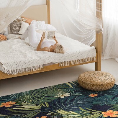 Vinyl vloerkleed Vegetatiebladeren en bloemen vintage