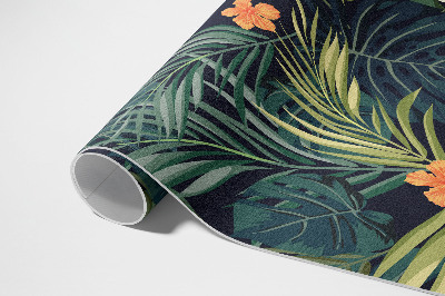 Vinyl vloerkleed Vegetatiebladeren en bloemen vintage