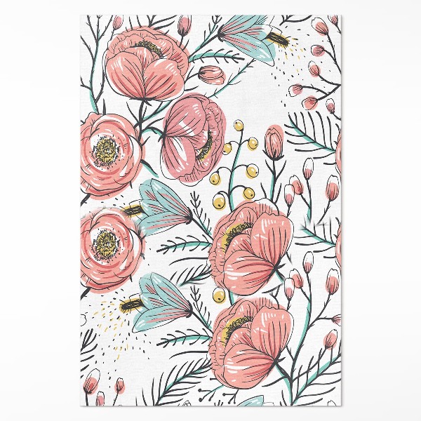 Vinyl tapijt Pastelkleurige bloemen, prachtige subtiele illustratie