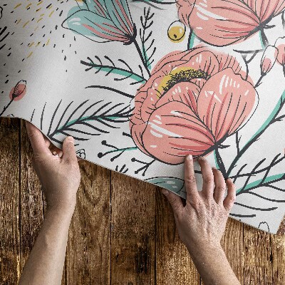 Vinyl tapijt Pastelkleurige bloemen, prachtige subtiele illustratie