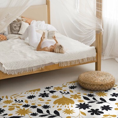 Vinyl tapijt Illustratie van bloemen en bladeren in een weide